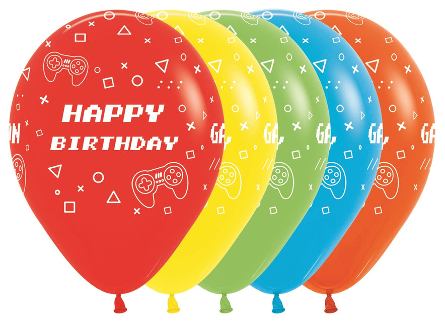 Palloncini Happy Birthday Game On Fashion Mix 30cm 25pz