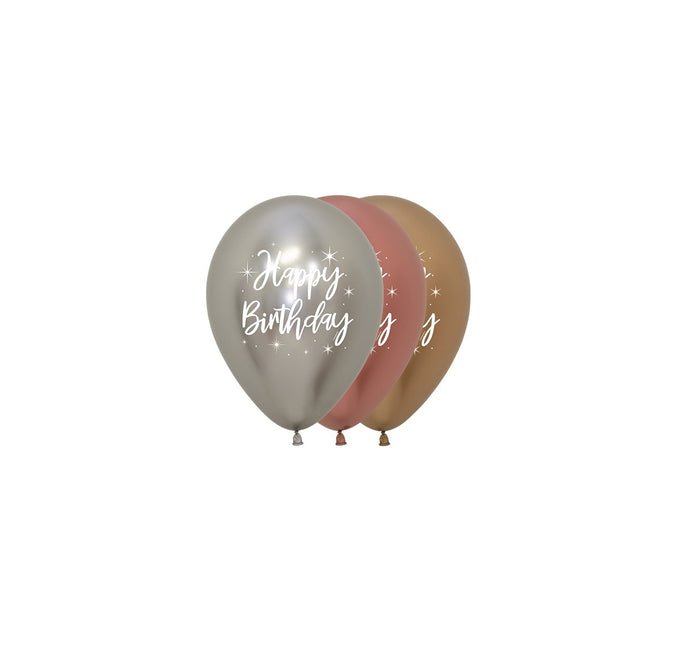 Palloncini Happy Birthday Radiant Reflex Mix 25pz