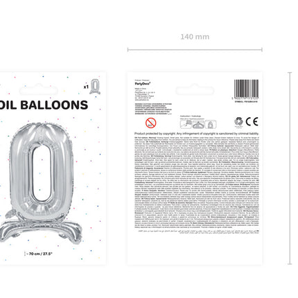 Palloncino in foil Figura 0 Silver Standard Vuoto 70 cm