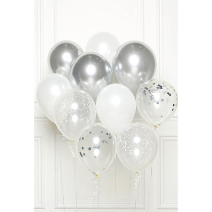 Set di palloncini argentati 30cm 10pz