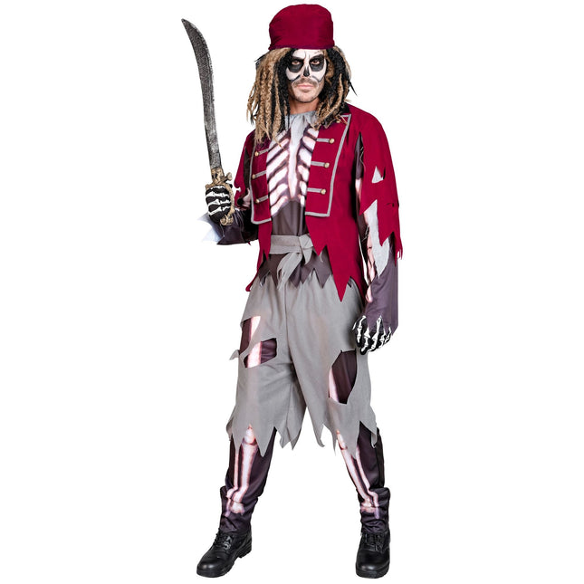 Costume di Halloween da uomo Pirata Scheletro