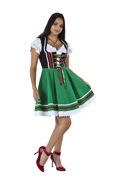 Dirndl 2-dlg., nero/verde, camicetta Carmen