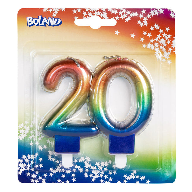 Candela arcobaleno 20 anni 8 cm