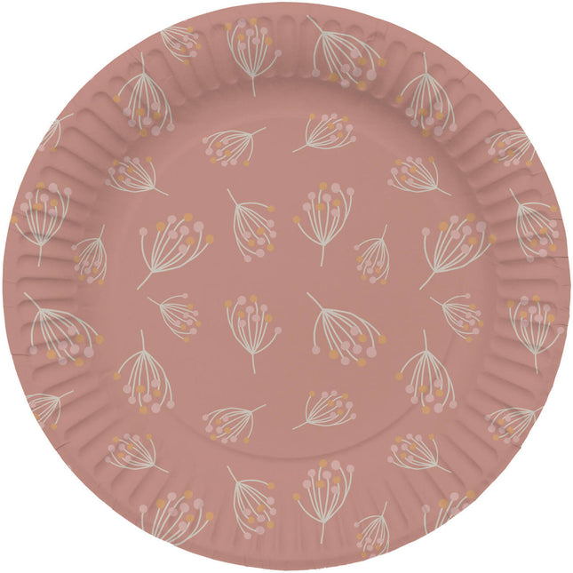 Piatti di fiori rosa 23cm 8pz