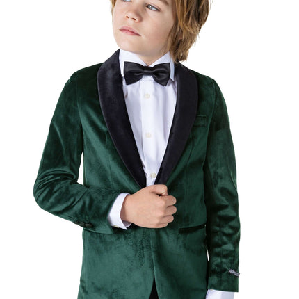 Blazer ragazzo di velluto verde scuro OppoSuits