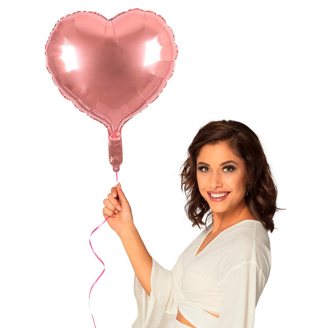 Palloncino ad elio oro rosa cuore vuoto 45 cm