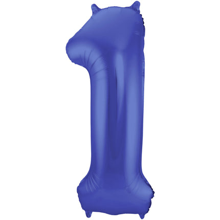 Palloncino Foil Figura 1 Blu Opaco XL 86cm vuoto