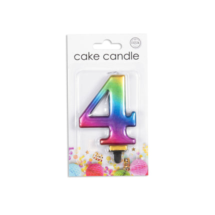 Candela 4 anni Arcobaleno 7 cm