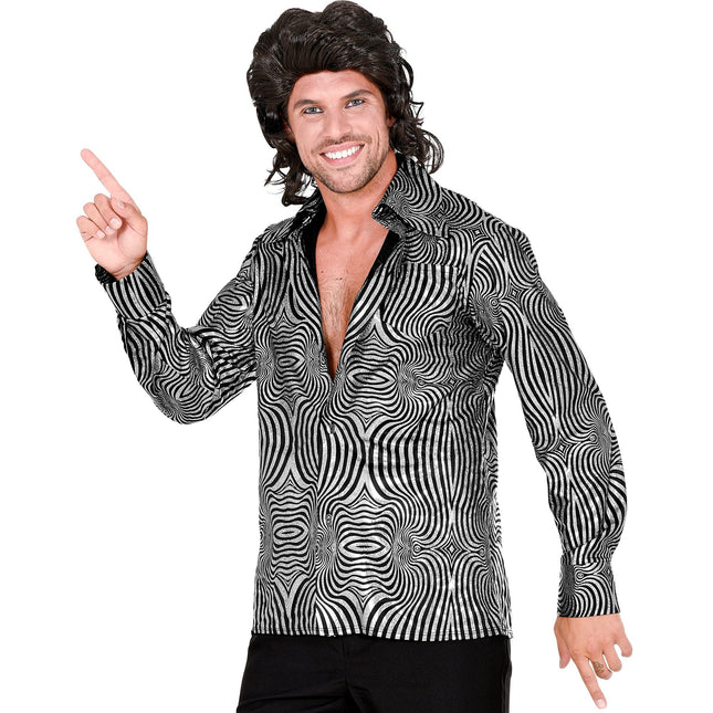 Camicia Disco 70S Argento Uomo