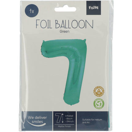 Palloncino Foil Figura 7 Verde Opaco XL 86cm vuoto