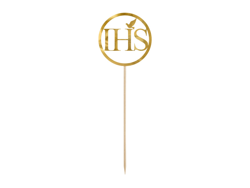 Cake topper Comunione IHS Oro 22 cm