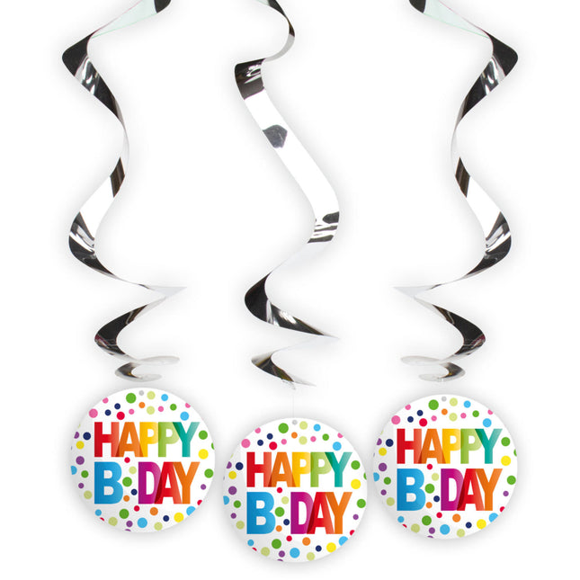 Decorazione di compleanno da appendere Happy Birthday Dots 3pcs