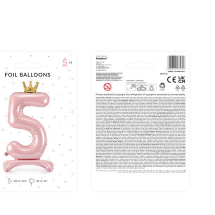 Pallone Foil Figura 5 Rosa Chiaro Standard Vuoto 84cm