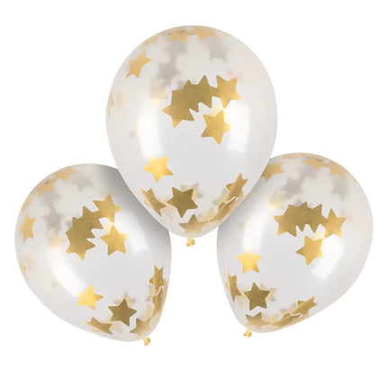 Palloncini trasparenti con coriandoli dorati 5 pezzi