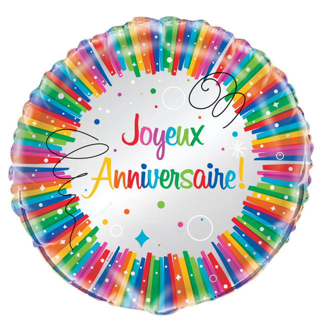 Palloncino ad elio Joyeux Anniversaire 45cm vuoto