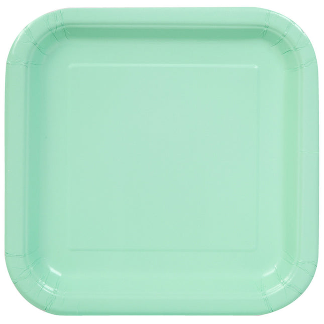 Piatti quadrati verde menta 23cm 14pz