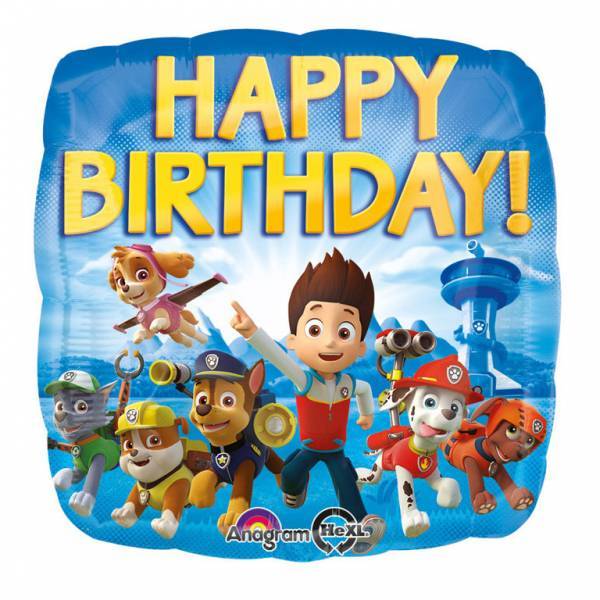 Palloncino ad elio Paw Patrol Happy Birthday 45cm vuoto