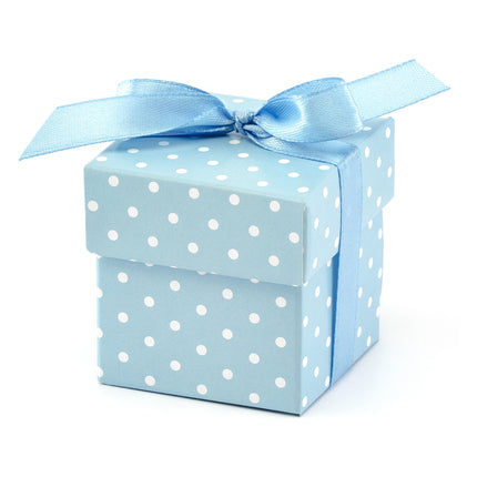 Scatole regalo a pois azzurro 5,2 cm 10 pezzi