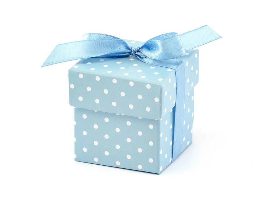 Scatole regalo a pois azzurro 5,2 cm 10 pezzi