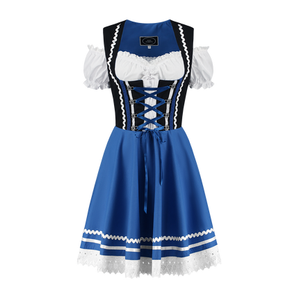 Dirndl 2-dlg., nero/blu, camicetta Carmen