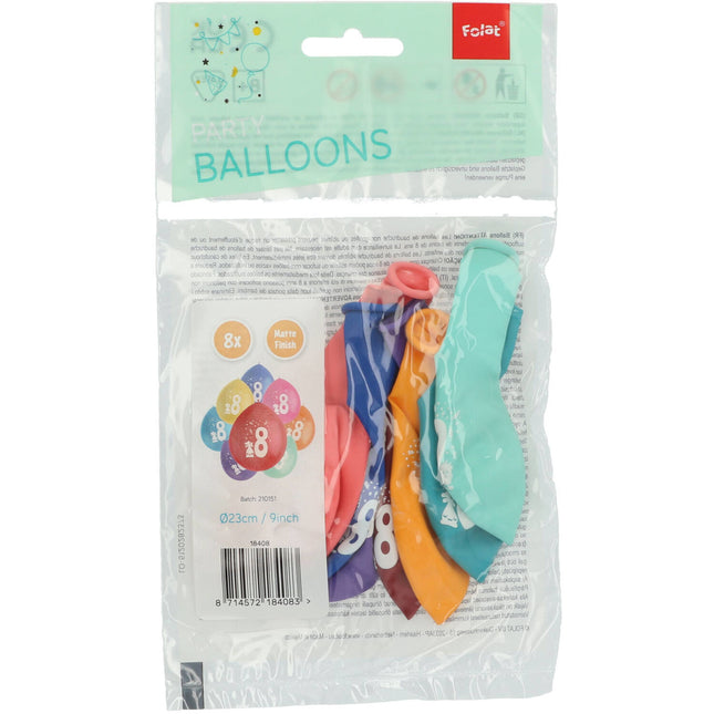 Palloncini 8 anni colorati 23cm 8pz