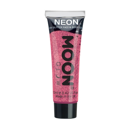 Moon Glow Neon UV Fine Glitter Gel Ruby Pink 12ml