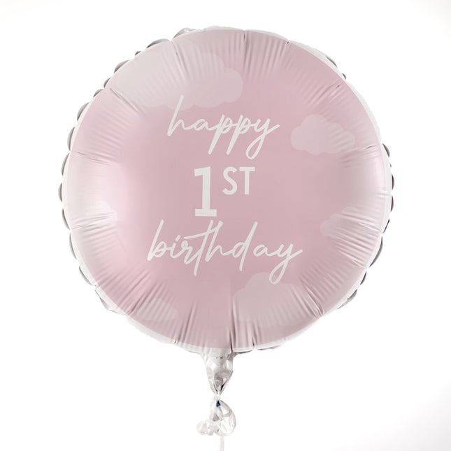 Palloncino ad elio Happy 1St Birthday rosa vuoto 43cm