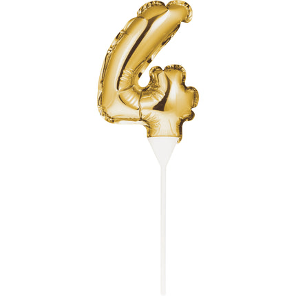 Palloncino in foil 4 anni Gold Cake topper 13cm