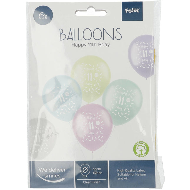 Palloncini Happy 11Th Bday 33cm 6pz