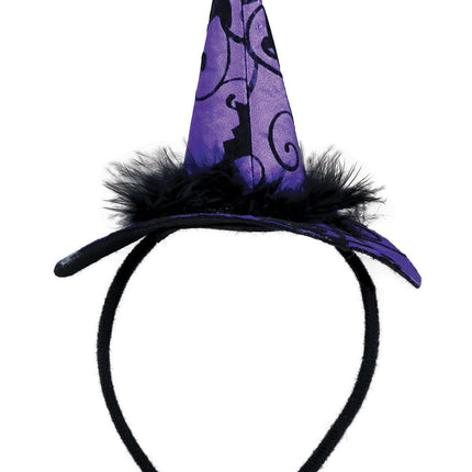 Cappello da strega con cerchietto viola per Halloween