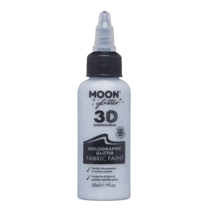 Moon Glitter Holographic Glitter Fabric Paint Argento 30ml