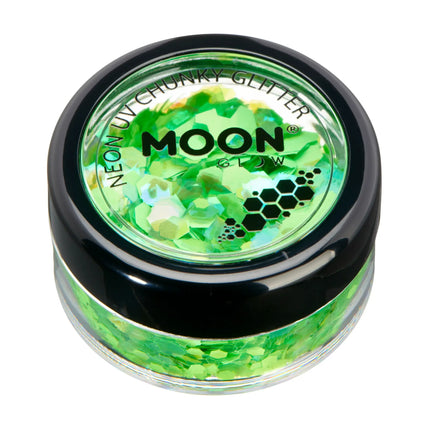 Moon Glow Neon UV Chunky Glitter Verde 3g