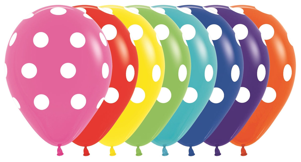 Palloncini Bianchi a Pois Mix 30cm 25pz