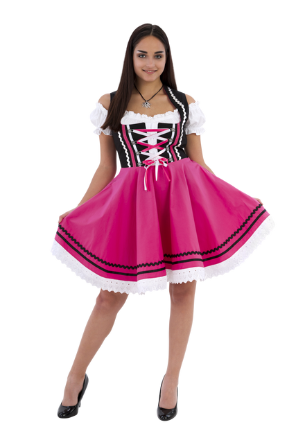 Dirndl 2-dlg., nero/rosa, camicetta Carmen