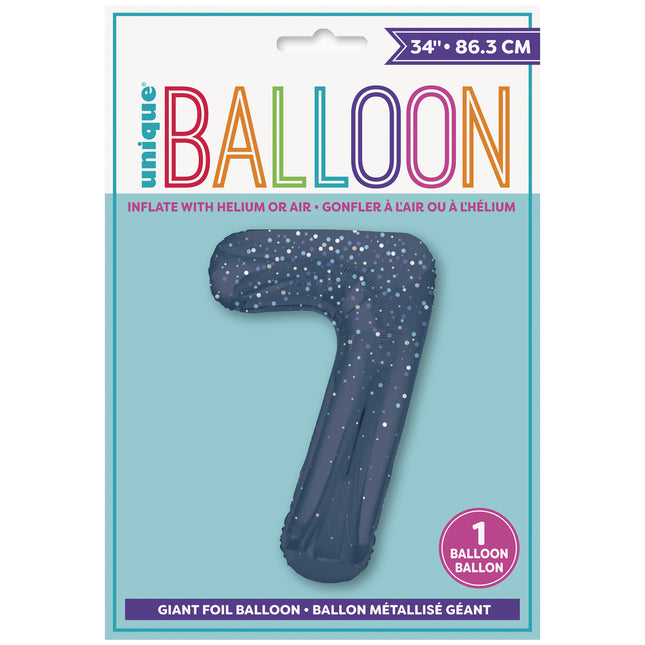 Palloncino a 7 anni a pois blu scuro 86 cm