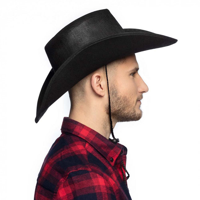 Cappello da cowboy nero 45 cm