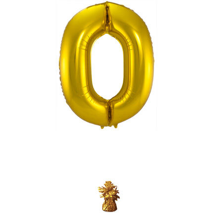 Palloncino Foil Figura 0 Oro Metallizzato XL 86cm vuoto