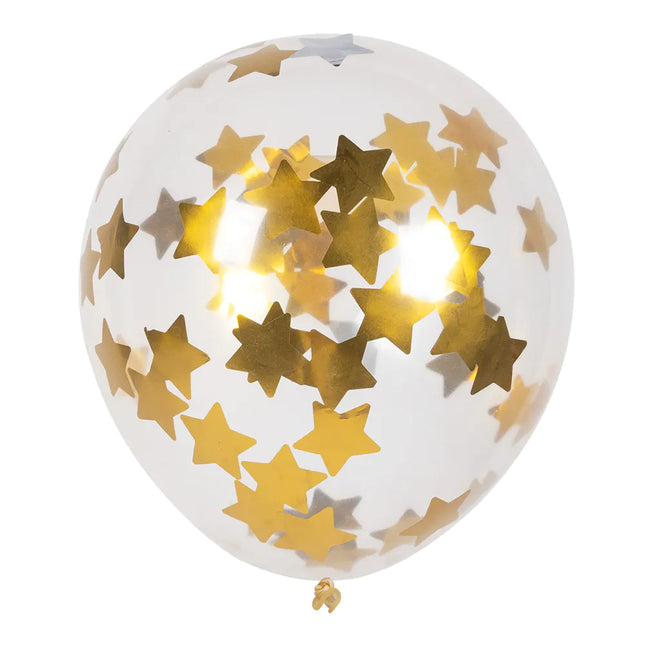 Palloncini con coriandoli a stella oro 30cm 5pz