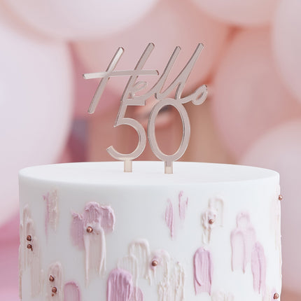 Cake topper oro rosa 50 anni 10 cm