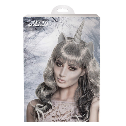 Parrucca Halloween Unicorno Grigio