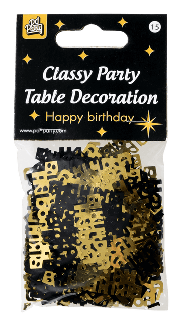 Coriandoli da tavola Happy Birthday Oro/Nero 20gr