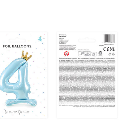 Palloncino Foil Figura 4 Azzurro Standard Vuoto 84cm