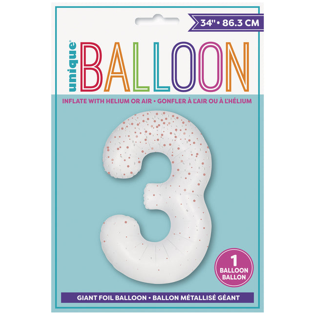 Palloncino figura 3 anni a pois bianchi 86 cm