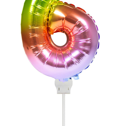 Palloncino in foil Figura 6 Arcobaleno 36 cm con bastoncino