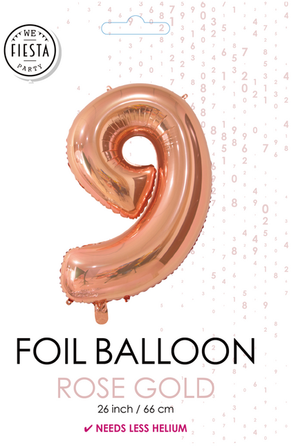 Pallone in foil Figura 9 Oro Rosa 66 cm