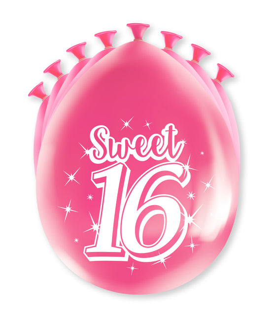 Palloncini Sweet 16 16 anni rosa 30cm 8pz