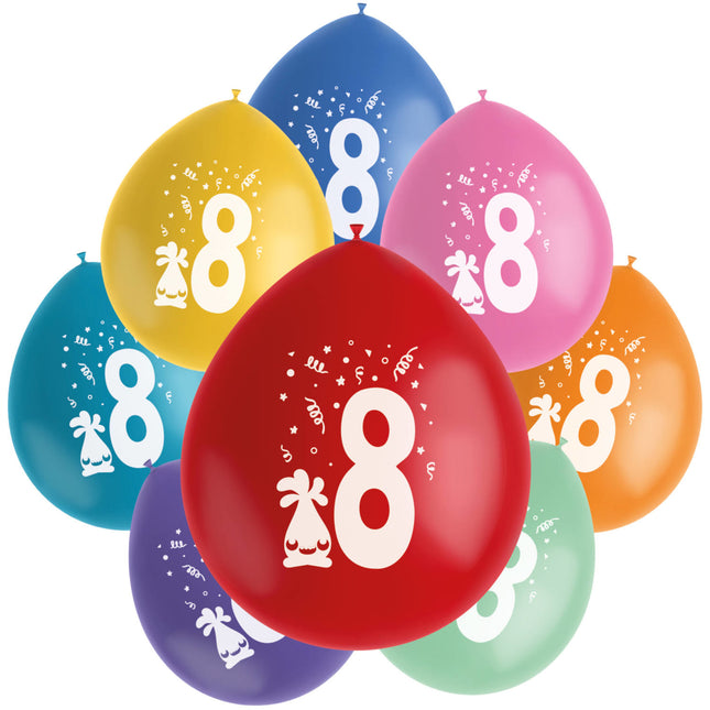 Palloncini 8 anni colorati 23cm 8pz