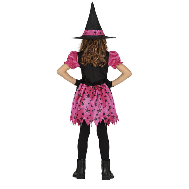 Costume da strega di Halloween ragazza stella rosa