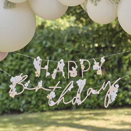 Ghirlanda di fiori di buon compleanno 1,5 m