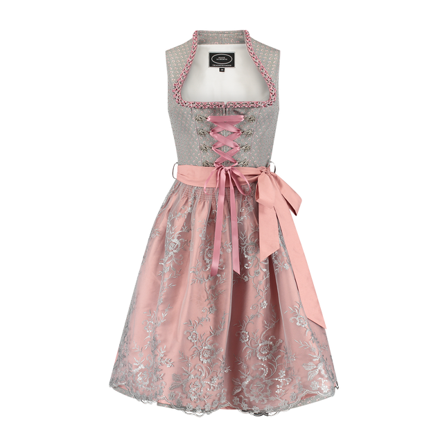 Abito Dirndl Grigio Oktoberfest Rosa Donna